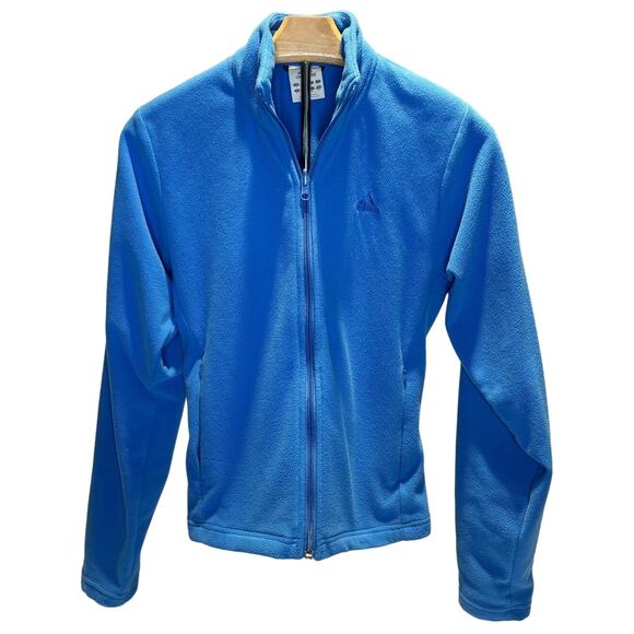 Women's Adidas Two in One Hooded Jacket Fleece Insert Black Blue, Size Small EUC - Picture 3 of 5